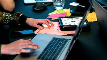 A person using a laptop